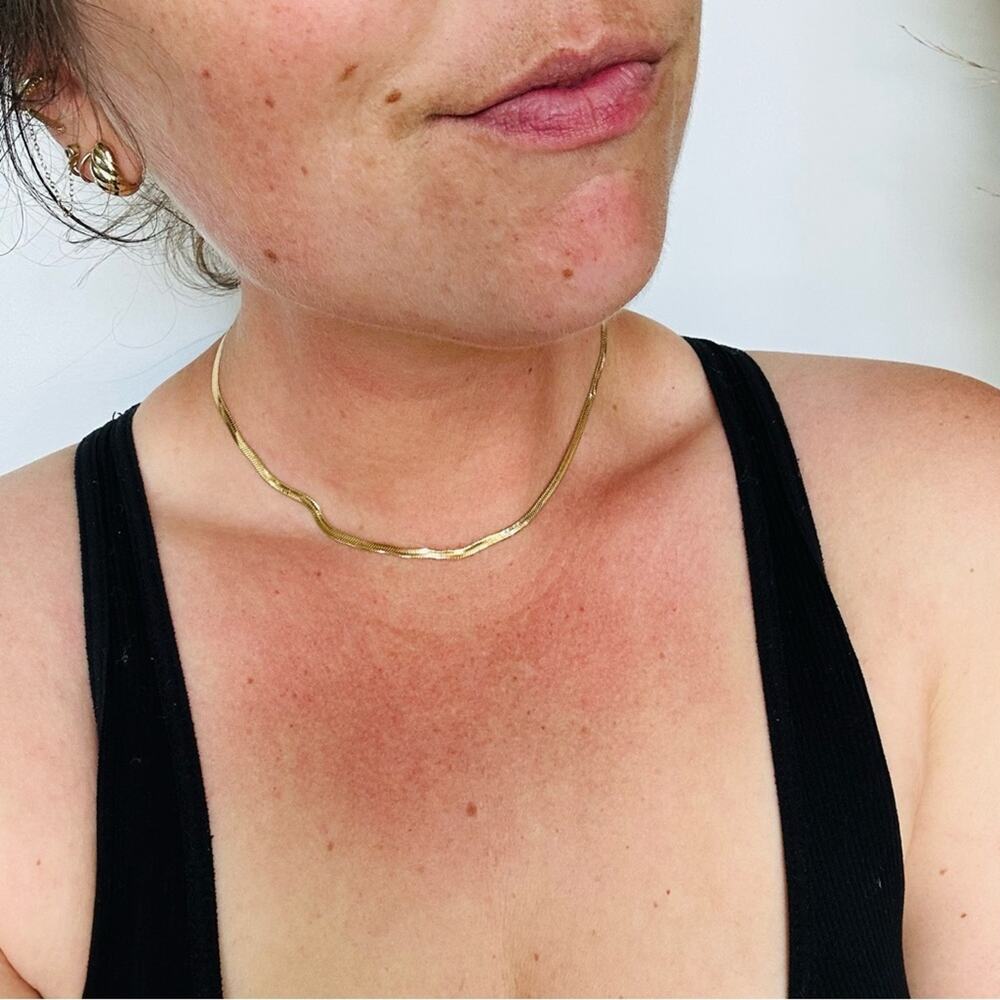 NEW NORDSTROM REVOLVE 18kt Gold Plated Choker Slim Chain Necklace Jewelry Retro - Picture 4 of 11
